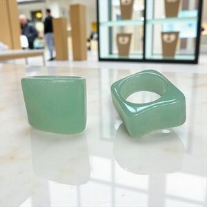 Green Chunky Resin Ring Set